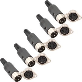 RUNCCI-YUN 10pcs 7 Pin DIN Male to Female Connector， Panel Mount， audio AV equipment Chassis Cable Solder Connector, for CNC Project （Black）