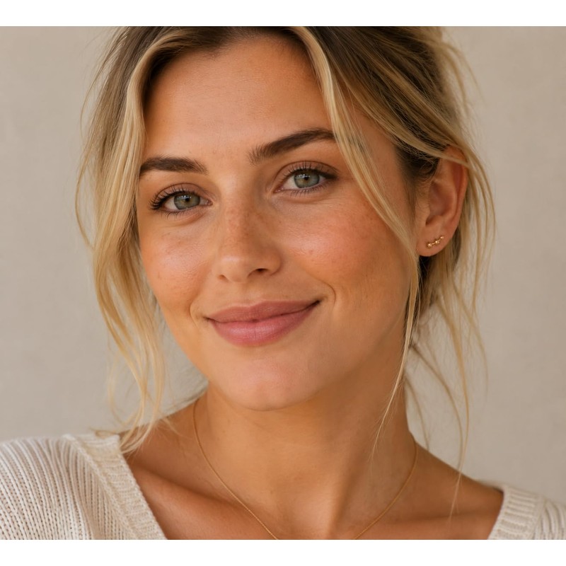 CHIC & ARTSY Flat Back Bar Earrings for Women, 925