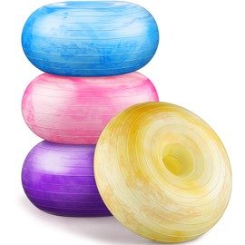 Libima 4 Pcs Flexible Seating for Classroom Inflatable Yoga Ball Chairs with Pump Donut Exercise Ball Chair Cushion Seat for Balance and Stability Training Home Office Gym Workout (Cloud Color)