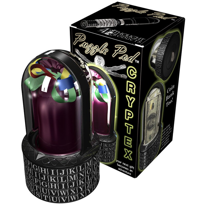 4Thought Products Puzzle Pod Cryptex - Brain Teaser and Coin