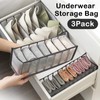 3 Counts Foldable Underwear Organizer, Drawer Organizer Divider Bins for