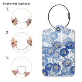 ZFQ Boho Flower Luggage Tags for Suitcases,Bule 2 Pack Travel Suitcase Tags,Traveling Accessories,Baggage Tag Label with Steel Loop,Boho Lover Gifts