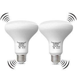 LUXON 15W BR25 Radar Motion Sensor Light Bulbs,Dusk to Dawn LED Light Bulb (100W Equ.),Indoor Auto On/Off E26 Base Soft White 2700K for Front Door, Porch, Garage, Security,Pack of 2