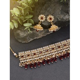Aheli Indian Traditional Jewelry Kundan Choker Necklace Earring Jewelry Set Gift for Women