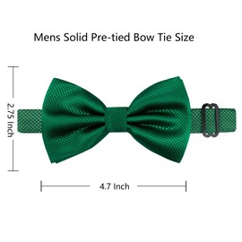 Alizeal Mens Solid Mini Squares Formal Banded Bow Ties (Dark Green)