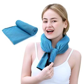 samply Ice-Filled Neck Cooler with Cooling Towel, Silent Non-Gel Ice Pack for Muscle Soreness,Cervical Pain Support, Cold Compress Therapy for Sports, Travel, Camping, Gym, Ideal for Hot Weather,Blue
