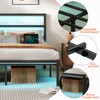 CLIBFENG Twin Bed Frame with Headboard,Heavy Duty Steel Slats Support-LED