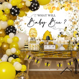 Avezano Bee Gender Reveal Backdrop What Will Baby Bee Photography Background Bumble Honeycomb Bee Gender Reveal Party Decorations Banner Bee Floral Theme Baby Shower Photo Backdrops (7x5ft)