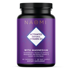 NAOMI Activated Vitamin D3 5000 IU (125 mcg) Supplement with Magnesium for Strong Bones, Teeth, Muscle, Immune and Mood Support, Non-GMO, Gluten Free, 60 Veggie Caps, 30 Day Supply
