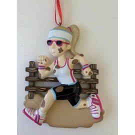 Polar X Running Woman Ceramic Christmas Tree Ornament Personalize It 4”x 3.5”x .5”