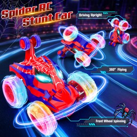 Remote Controlled Car Children's Toy from 3 4 5 6 7 8 9 Years Boy Girl 2.4 GHz Stunt Spider Cars RC Monster Truck with Cool Lights, Gift Christmas Birthday Children's Toy from 3-6 Years