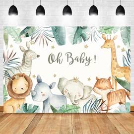 Mehofoto Safari Baby Shower Background Jungle Baby Shower Background Vinyl Boys Safari Baby Shower Banner Decoration