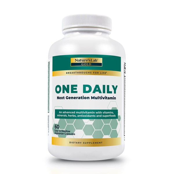 Nature's Lab Gold One Daily Multivitamin - Contains 19 Essential Vitamins & Minerals including Vitamin C, D3 & Zinc - 60 Capsules (2 Month Supply)