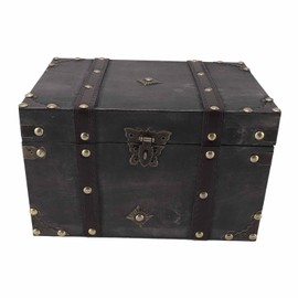 Vintage Wooden Storage Box Antique Decorative Treasure Chest Box Large Exquisite Storage Box Container with Lock for Jewelry Grey Coded Lock