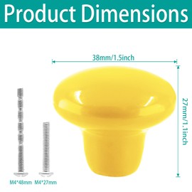 Auvotuis 10Pcs Cabinet Ceramic Knobs, 1.5Inch/ 38mm Yellow Cute Drawer Knobs Round Dresser Knob Pull Handles with Screws for Cupboard, Wardrobe, Kitchen, Bedroom, Door, Kids' Room