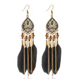 Long Feather Tassel Dangle Earrings Lightweight Feather Statement Earrings Bohemian Fringe Earrings Jewelry Gifts for Her