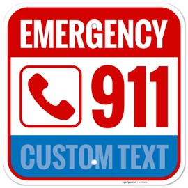 Sigo Signs Custom Pool Emergency 911 with Graphic Sign, 12x12 Inches, Rust Free .040 Aluminum, Fade Resistant, Made in USA
