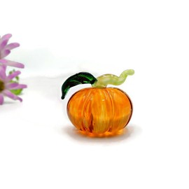 1shopforyou Orange Pumpkin Blown Glass Figurine Fruit Crystal Miniature Vegetable Dollhouse Replica Lampwork Decor Collector's Item Gifts