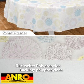 ANRO Oilcloth Tablecloth Washable Oilcloth Garden Tablecloth Outdoor Indoor Oval 220 x 140 cm Cut Edge Lace