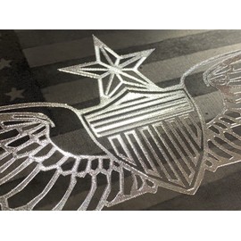 Combo Laser US Flag & Diamond Etched Army Sr Aviator Wings Car Tag License Plate