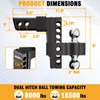 Adjustable Trailer Hitch for 2-Inch Receiver-8-Inch Drop/Rise,2" & 2-5/16" Ball