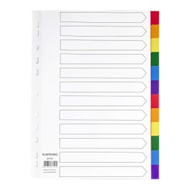 Plastoreg 5er Set 12-teiliges Register/Trennblätter aus buntem stabilem PP, DIN A4 praktischem Deckblatt aus stabilem Papier zum Beschriften. Trenn-Blätter für die Ordner-Organisation im Büro