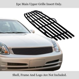 APS Compatible with Infiniti G35 2003-2004 Sedan Main Upper Stainless Steel Black 8x6 Horizontal Billet Front Grill Grille Insert N85600J