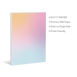 Pastel Gradient Paper Stationery, Aesthetic Paper 8.5 x 11 Inches, 60 Sheets, Colorful Writing Paper, Pretty Stationary Paper, Decorative Scrapbook Paper