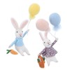 Gisela Graham Set of Two Felt Rabbits With Balloons Easter