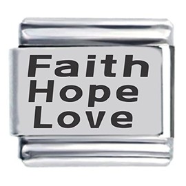 Faith Hope Love Laser Italian Charm