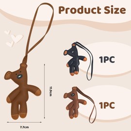 LunarCharm Pack of 2 Bear Bag Charms, Cute Bear Pendant for Purse, Handbag, Bag Accessories, Car Charms, PU Bears, Key Chains, Bag Charms