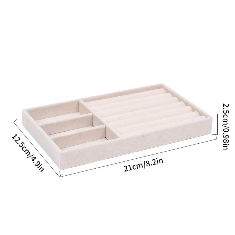 Vellure Velvet Jewelry Organizer Drawer Tray – Stackable Compartments for