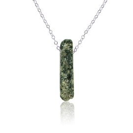 Green Kyanite Small Slab Necklace in Stainless Steel