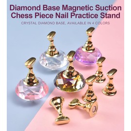 siyuwuro Nail Practice Stands Magnetic Press On Nail Display Stand with Diamond Base 5Pcs Nail Tips Holders for Painting Nails False Nail Design Fingernail DIY Nail Stand for Home Nail Salon, Pink