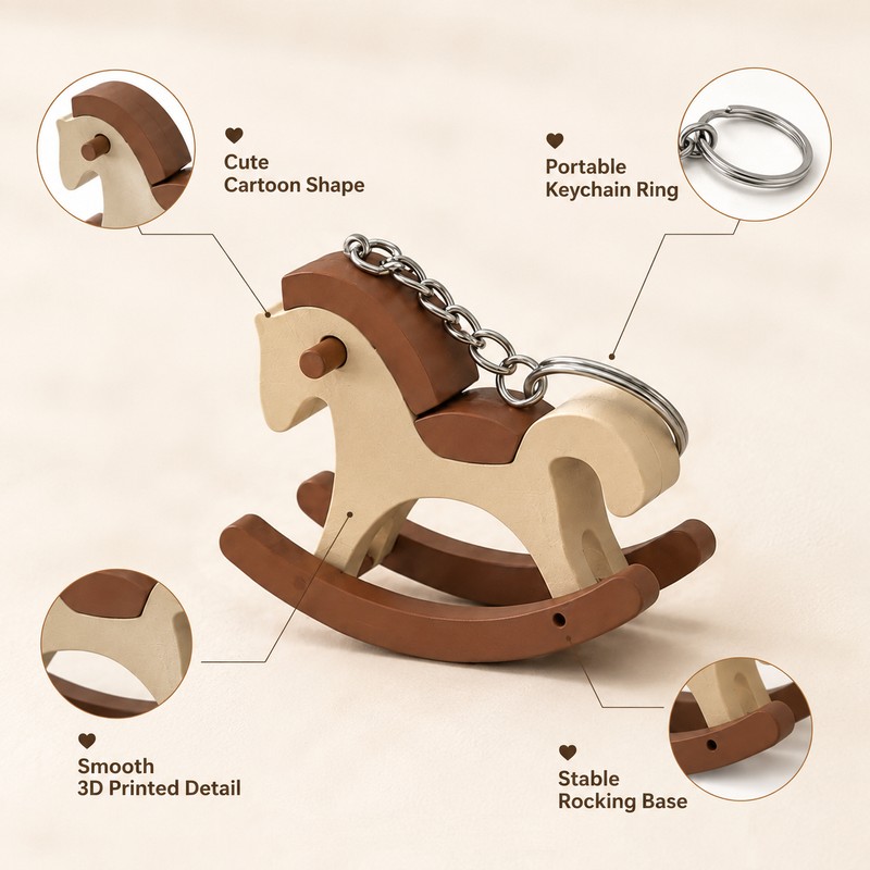 Cartoon Rocking Horse Figurine for Desk Decor – 3D Printed