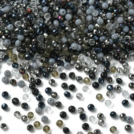 DanLingJewelry Crystal Glass Beads, 500pcs Black Row 4mm Faceted Rondelle Glass Beads with Hole Glass Spacers for Bracelets Necklace Earrings DIY Jewelry Making