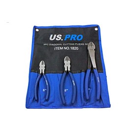 US Pro 3pc Diagonal Side Cutting Plier Set 6", 8", 10" 1820