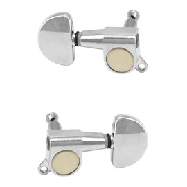 QWORK 6-Pack Guitar Tuning Pegs - Universal 3L+3R Machine Heads Knobs Tuning Keys for Acoustic and Electric Guitars - High Quality Zinc Alloy Metal Tuners with Installation Accessories