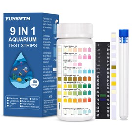 Aquarium Test Strips for Fish Tank: 9 in 1 Aquarium Water Test Kit for Freshwater - 50ct Fish Test Strips Testing Ammonia pH Nitrate Chlorine Nitrite Hardness Alkalinity Copper