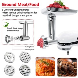 Meat Grinder Attachment Compatible With Kitchenaid Stand Mixer,Including Grinder Plates, Grinder Blades, Sausage Tubes, Burger Patty Presses,For Home Kitchen Use, Stainless Steel