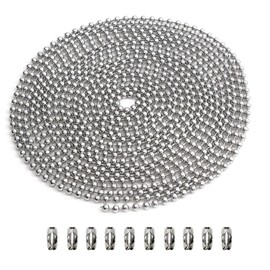 3 Meters Ball Chain,120 Inch Beaded Ball Pull Chain,4.5 mm Ball Chain,with 10 Matching Connectors(Silver)