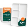 100% Compostable, 5 Compartment, Disposable Paper Plates [125-Pack] - {PFAS