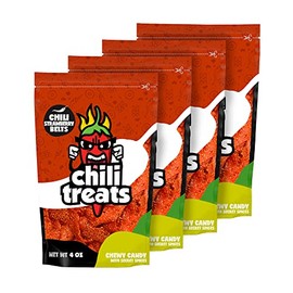 Chili Treats Chili Coated Gummy Candies Sweet, Sour, and Spicy Chewy Goodness (Strawberry Belts)