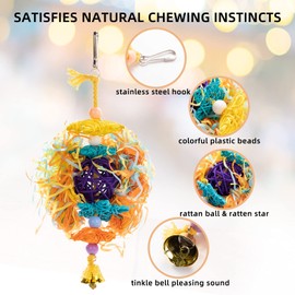 RLRICH 5PACK Bird Colorful Chewing Toys Parrot Foraging Shredder Toys Shred Hanging Foraging Toys,Comfy Perch Parrot Toys for Rope Bungee Bird Toy