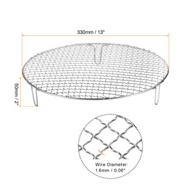HARFINGTON Round Cooking Rack 13-inch Stainless Steel Cross Wire Barbecue Grill Net with 50mm Legs for Cooking Baking Steaming BBQ