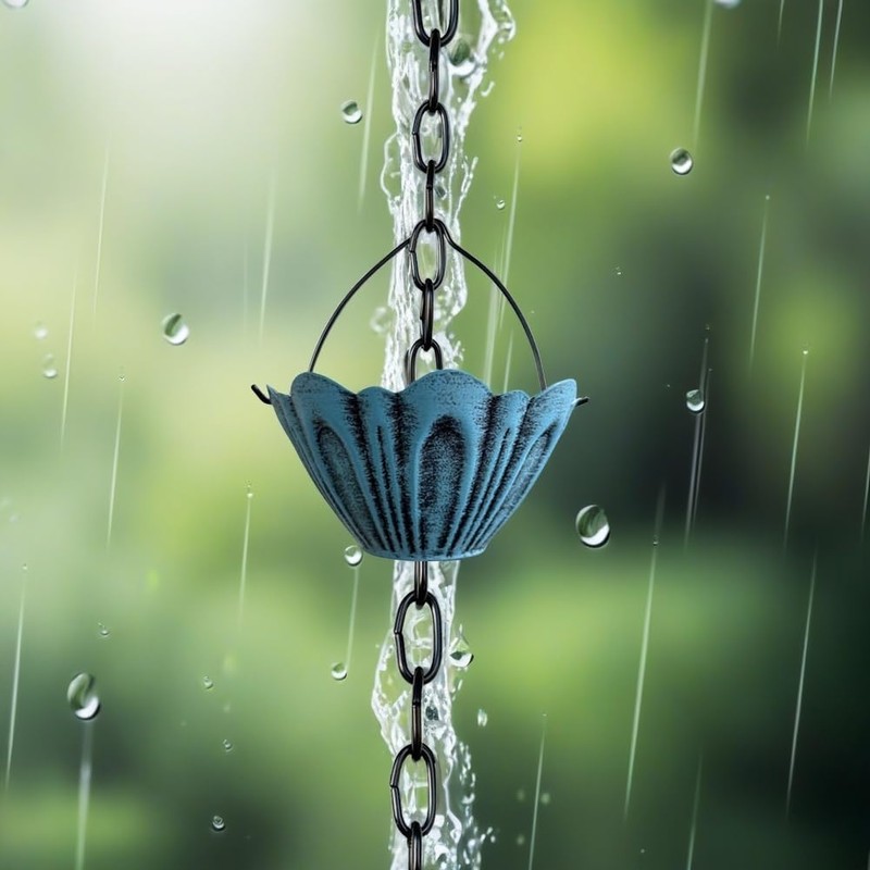 Rain Chain Gutter Downspout Catcher Outside Water Diverter Decorative Garden