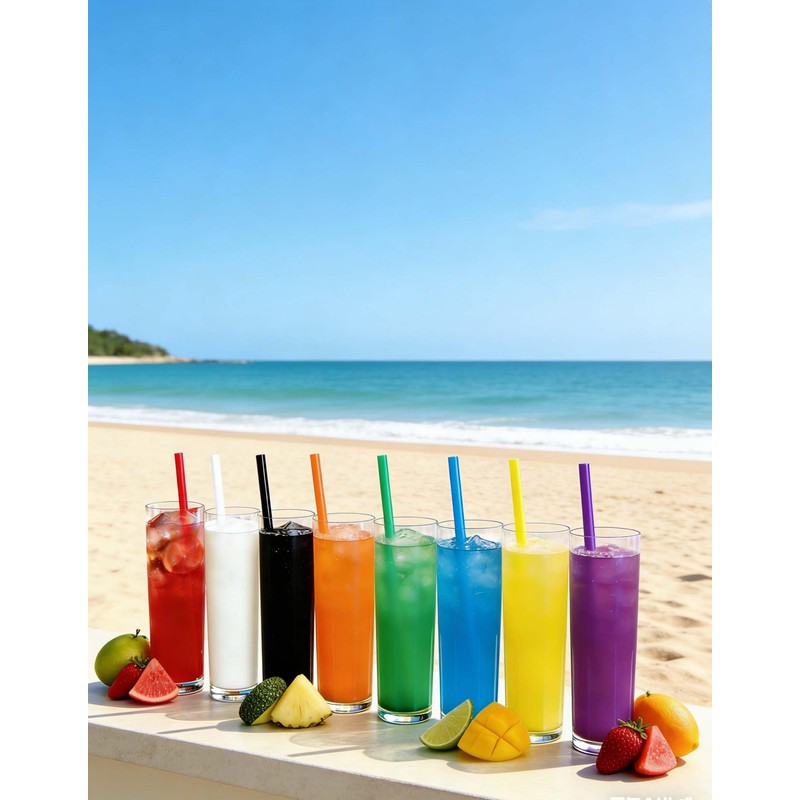 Xyedyaup 100pcs Colourful Straws Long 210 Mm X 6 Mm