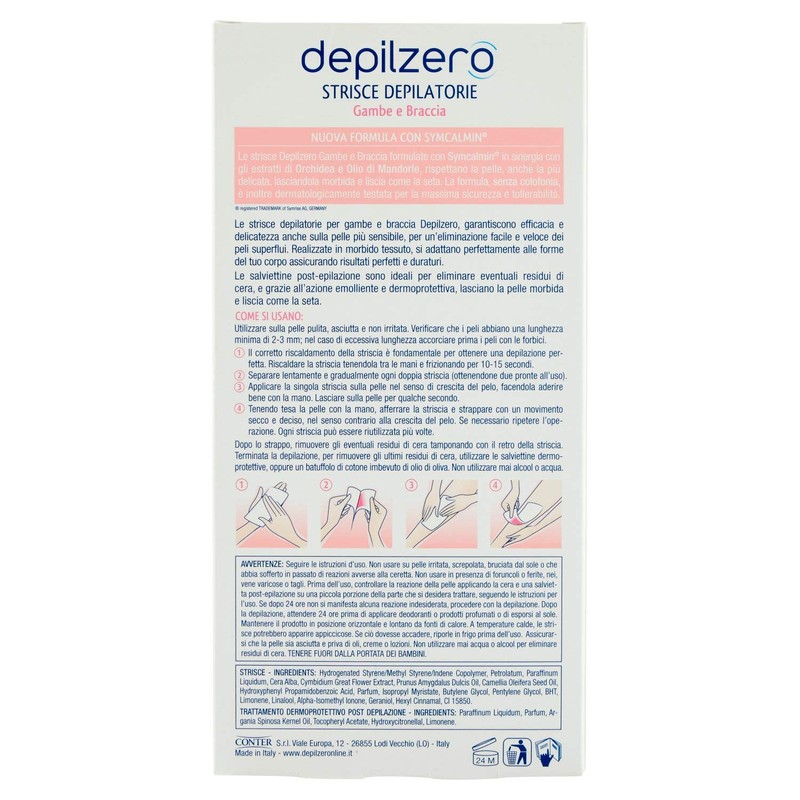 Depilzero Strisce Depilatorie per Gambe e Braccia, 20 Pezzi