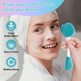 MUIIGOOD Blue Silicone Face Scrubber Face Mask Brush Exfoliating Lip Brush Cleansing Brush Facial Cleansing/Wash Exfoliator Blackhead Skin Care Tool Makeup Removes Dead & Dry Skin for Women