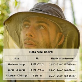 Comhats Net Nylon Mesh Veil Bucket Hats for Men Sun UV Protection Fishing/Gardening/Boating Outdoor, 99742_armygreen, Large-X-Large